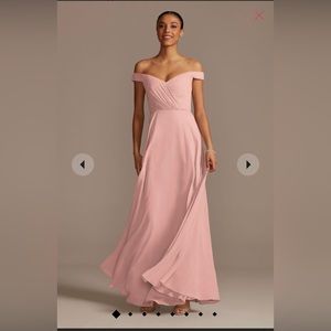 David’s Bridal Off The Shoulder Petal Pink Bridesmaids Dress